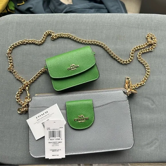 Kelly green coach purse top